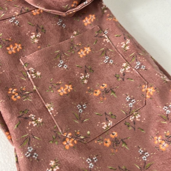 Tach Clothing Sz M Floral Printed Corduroy Wide Leg Cropped Pants Mauve - Picture 8 of 9